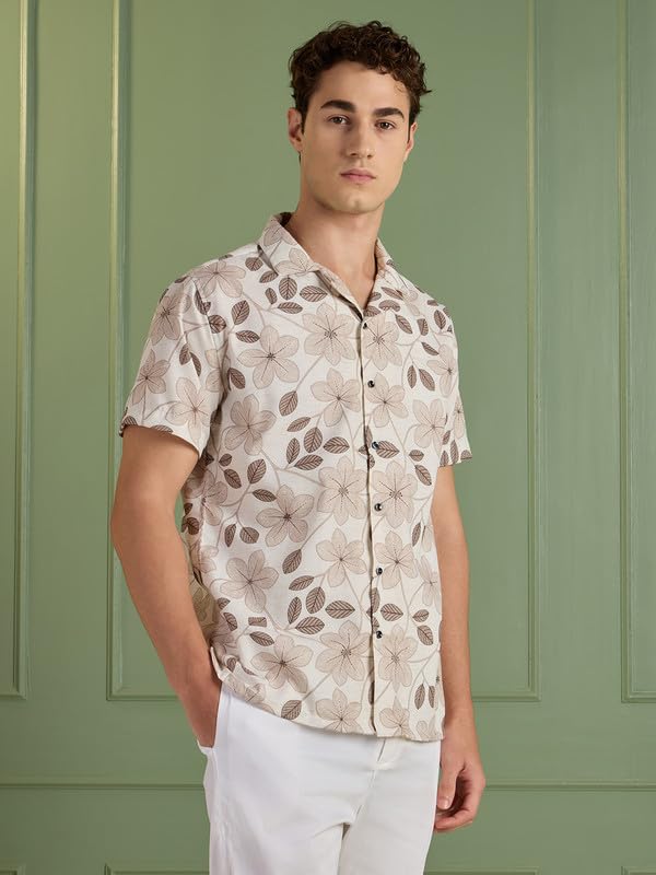 Image of MARK & ALBERT Mens Half Sleeves Printed Shirt