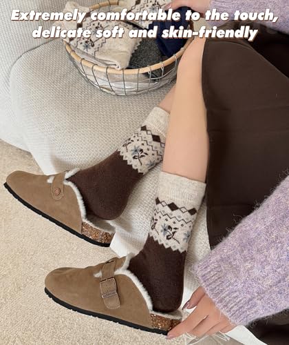 Image of IIG Cute Warm Wool Socks for Women Super Cozy Thick Crew Winter Socks Gifts, 5 Pairs