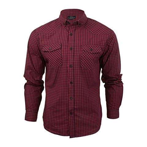 Mens Check Shirt by Smith & Jones 'Porticus' Long Sleeved (Cordovan Red) M Cover
