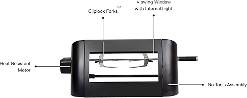 Miniatura 2 de Everdure Kit de asador con luz de visión interna, parrilla de gas Force compatible asador giratorio con ventana de visualización de vidrio grande y