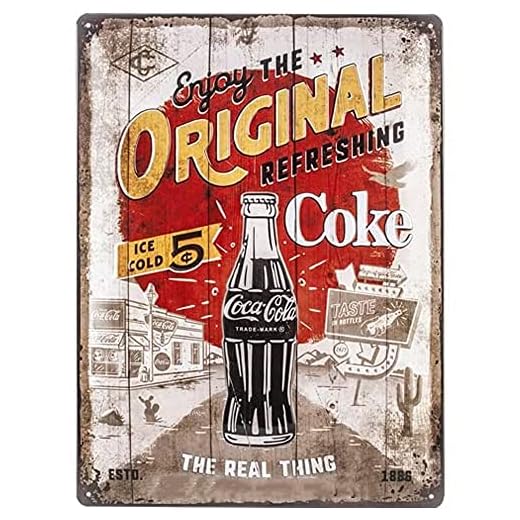 Nostalgic-Art Cartel de Chapa Retro Coca-Cola – Original Regalo para Aficionados a Coke, metálico, Diseño Vintage Decorativo, 30 x 40 cm
