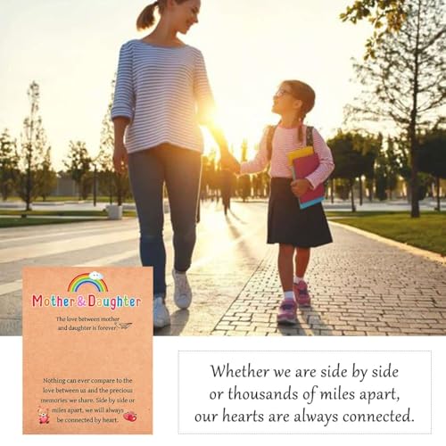 Image of First Day of School Kindergarten Preschool Gifts, Mom and Daughter Matching Bracelets Set, Back to School Gifts for Girls Daughter
