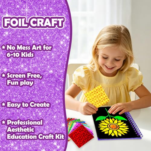 Image of FUNNYB&G Mess-Free Foil Art Craft for Girls Ages 4-10, Kids Birthday Gift