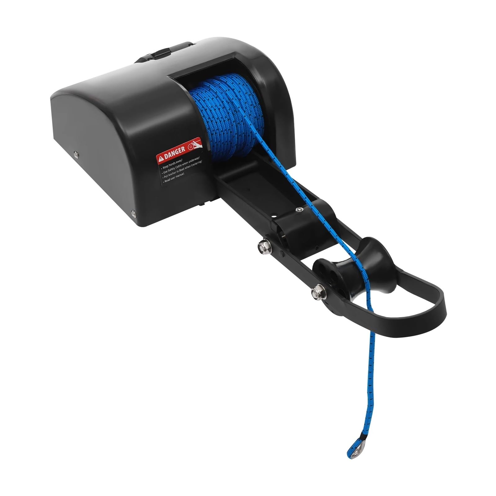 Verricello elettrico di ancoraggio con telecomando senza fili nero per barca in acqua salata 12 V 27 A 15,9 kg