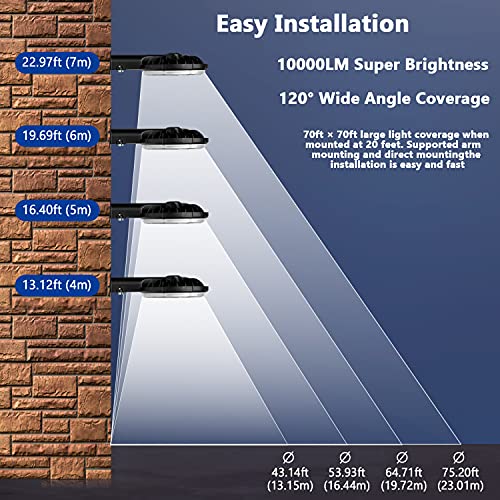 LED Barn Light, Dusk to Dawn Outdoor Lighting with 100W 10000LM 5000K Daylight, IP65 Waterproof Outdoor Security Lights for Garage Yard Street Warehouse Use - Thumbnail 6