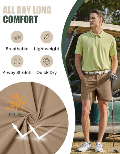 Image of PULI Golf Shorts Men 5 Inch Inseam Stretch Casual Dress Shorts with Pockets Waterproof Lightweight Quick Dry