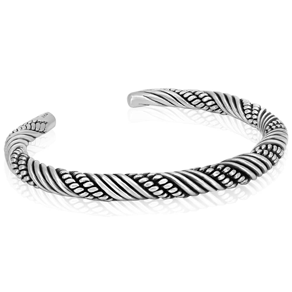 VY JEWELRY VIKING BRACELETS – Solid 925 Sterling Silver Cuffs for Men and Women in Different Designs - Sizes M, L, XL