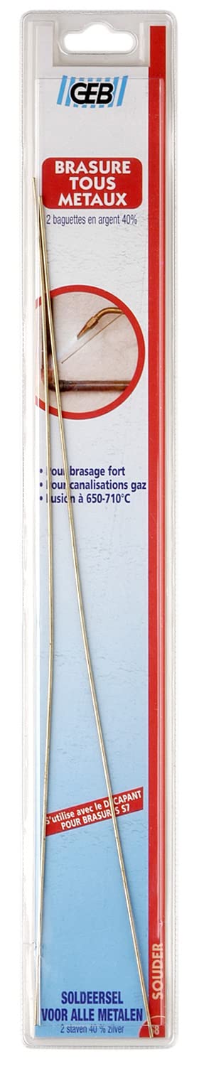 GEB Baguettes pour brasure tous métaux - 40% argent - Lot de 2 baguettes