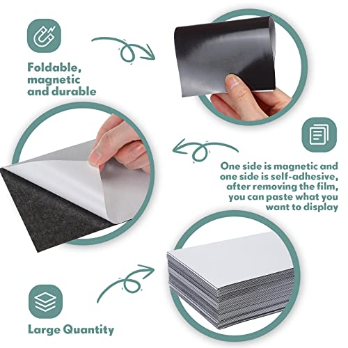 Image of Macarrie 4 x 6 Adhesive Magnetic Sheets with Adhesive Backing Cuttable Magnetic Paper Stickers Flexible Peel and Stick for Picture Crafts Die Storage Photos(96 Pcs)