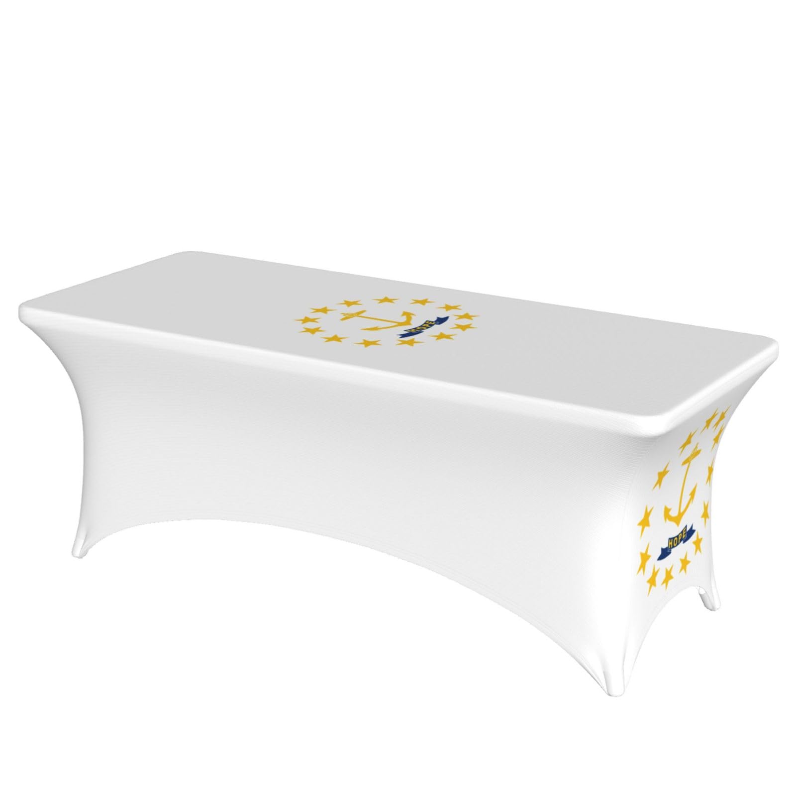 AYYQWE Rhode Island State Flag Print Elastic Rectangular Tablecloth For Banquet Outdoor Picnics Office Table Cover