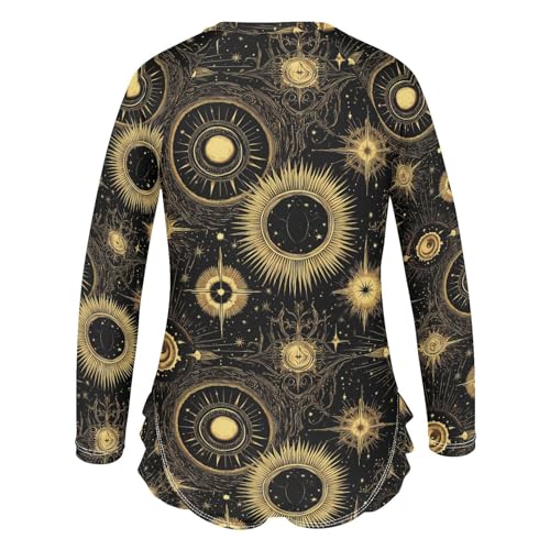 ALAZA Sun Star Black Golden Girls One Piece Swimsuit Long Sleeve Rash Guard Swimsuits UV 50+ Swimwear Zipper3