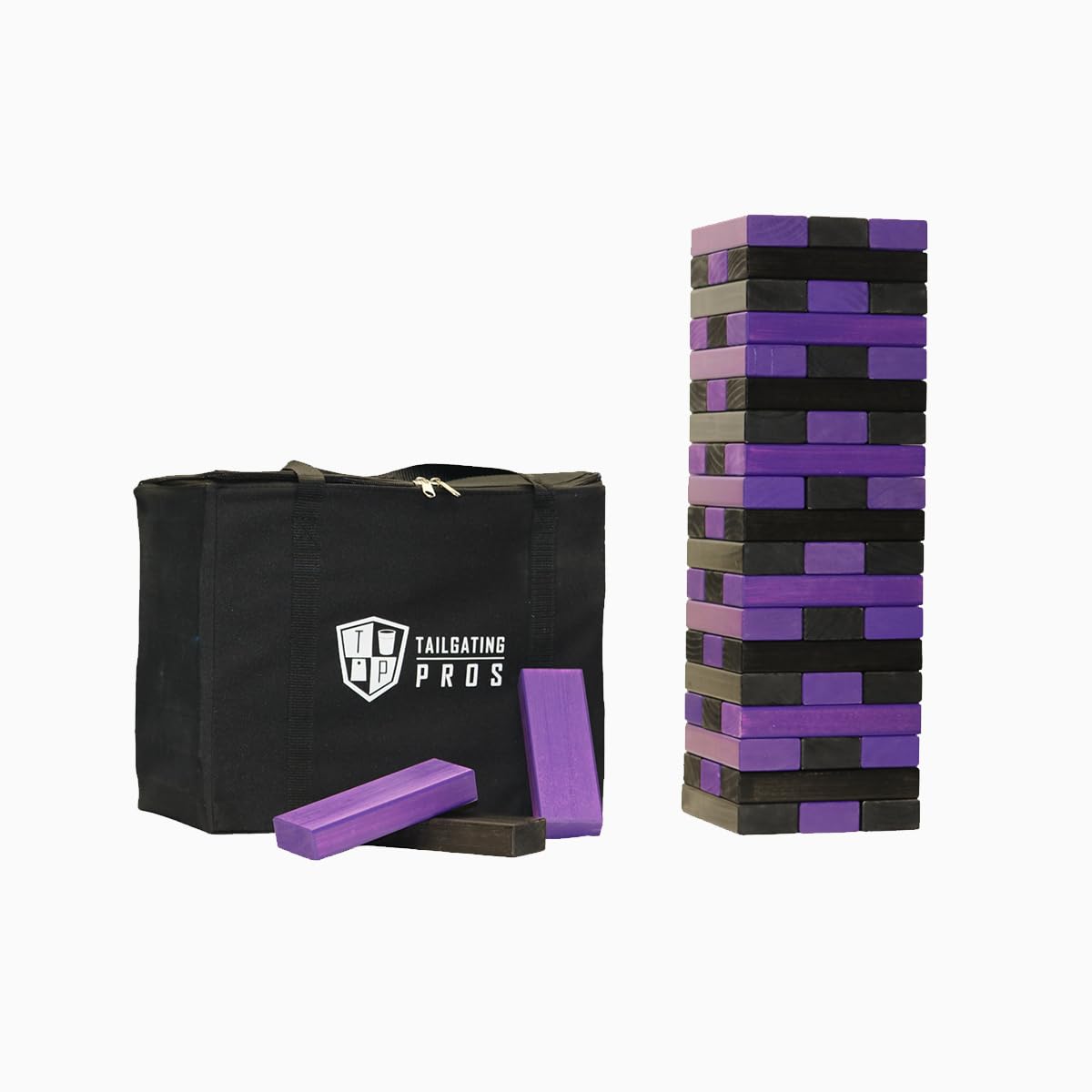 Tailgating Pros Premium Giant Toppling Timbers with Carrying Case – Choose Your Team Colors! Jumbo Outdoor Yard Game, Tower Grows to Over 5 Feet!