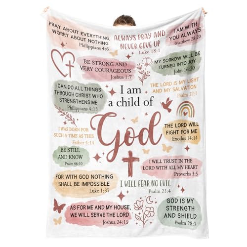 Encoink Christian Gifts for Women Birthday I Am a Child of God Blanket Baptism Gifts for Girl Teen Girl Gifts Trendy Stuff Inspirational Confirmation & First Communion Gifts for Girls(50 * 60)