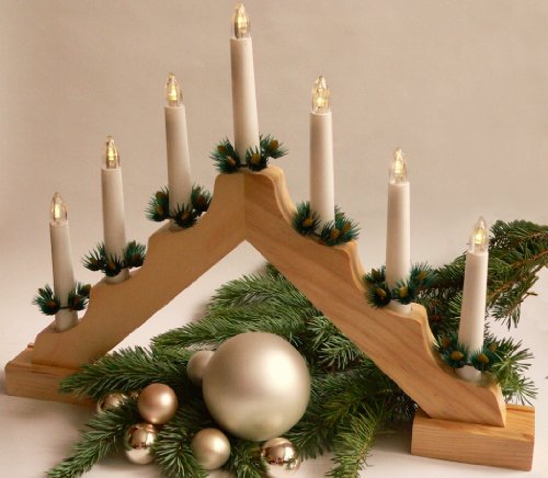 LED Weihnachts-Lichterbogen aus Holz, warmweiß