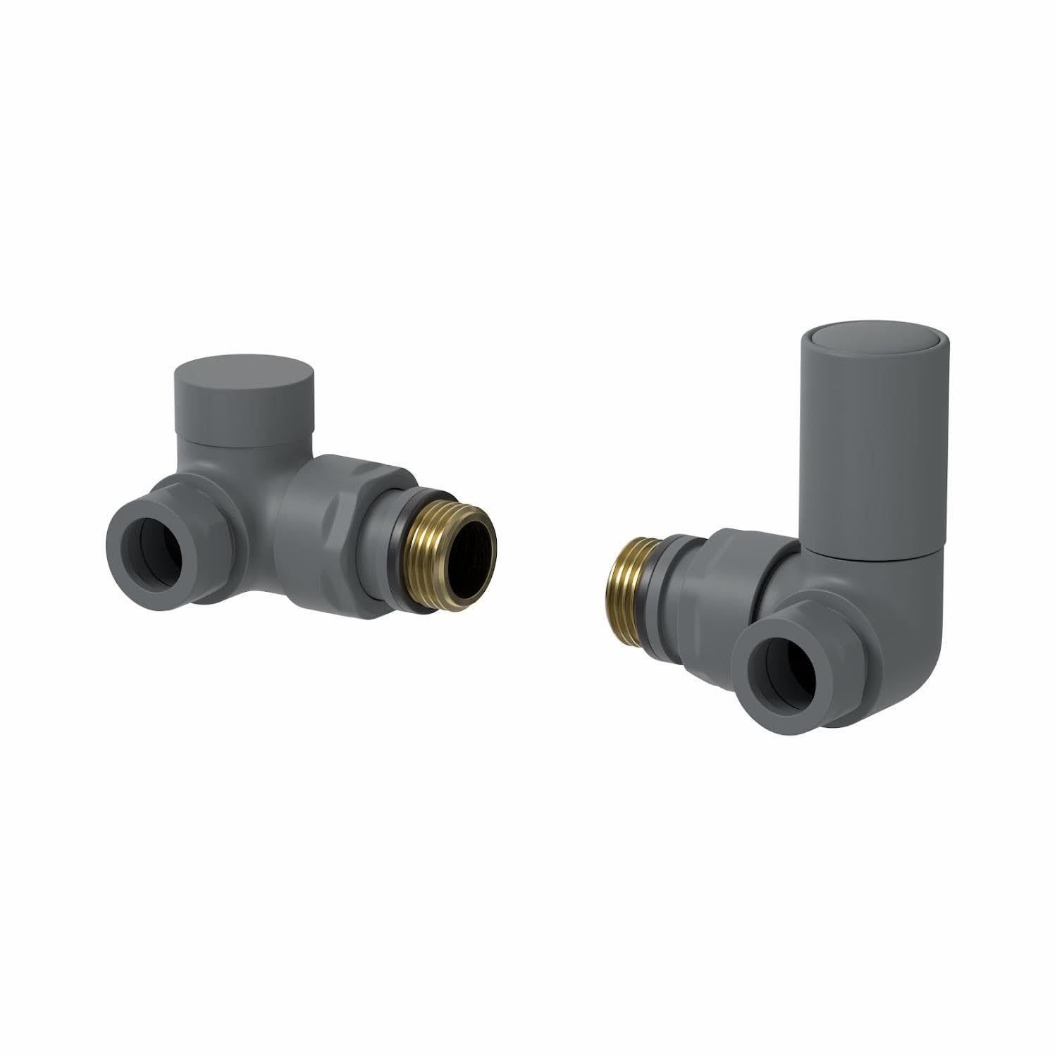 DuraTherm® Manual Corner Towel Radiator Valve Set, 15mm Central Heating Valves for Radiators, Round Anthracite Grey — image 1