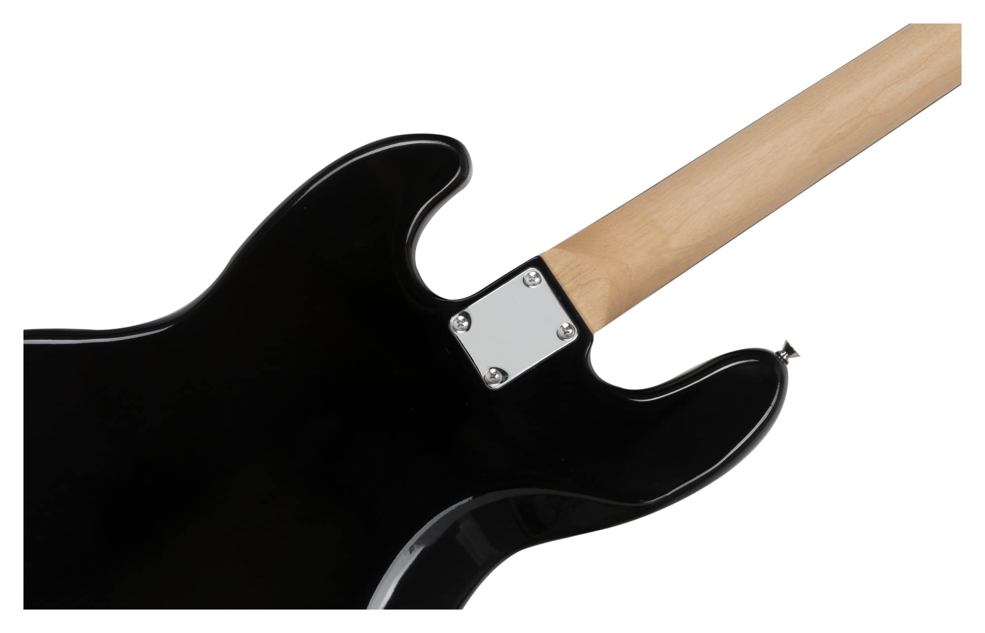Rocktile Pro JB-30BK 70's Deluxe E-Bass Black, Jazz-Style E-Bass, 20 Bünde | 2 Single-Coil Tonabnehmer, 2 Volume-/ 1 Toneregler, Griffbrett: Engineered Wood, Hals: Ahorn, Body: Pappel, Chrom-Hardware