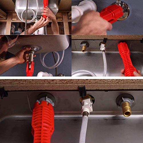 Faucet and Sink Installer,（8-in-1）Multi-purpose Wrench Plumbing Tool for Toilet Bowl/Sink/Bathroom/Kitchen Plumbing Repair Installation Hand Tools(red)