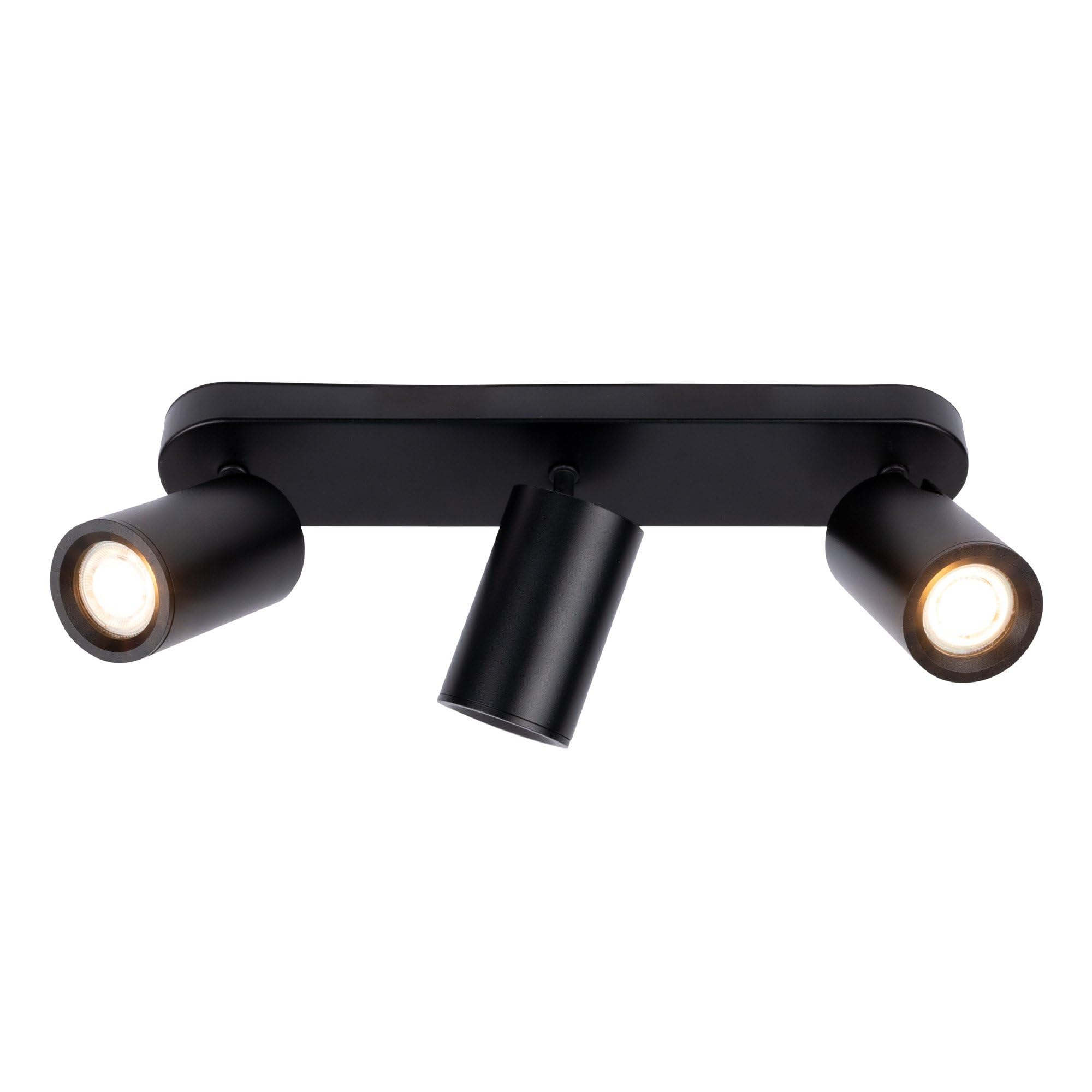 Ledvion - Ceiling Spotlight LED Black 3 Lights, dimmable, 3W, 4000K, Rectangular, tiltable, GU10 Socket White Bulb, IP20