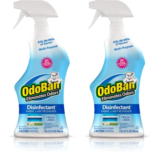Image of OdoBan Ready-to-Use Disinfectant and Odor Eliminator, Set of 2 Spray Bottles, 32 Ounces Each, Fresh Linen Scent
