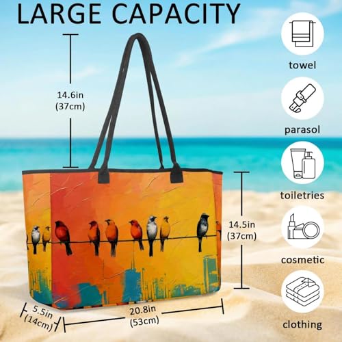 Large Beach Bag for Women, Beach Starfish Seashells Travel Tote with Pockets Waterproof Shoulder Handbag4