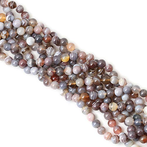 Qiwan 45PCS 8mm Natural Botswana Sardonyx Agate Gemstone Round Loose Beads for DIY Jewelry Making 1 Strand 15"