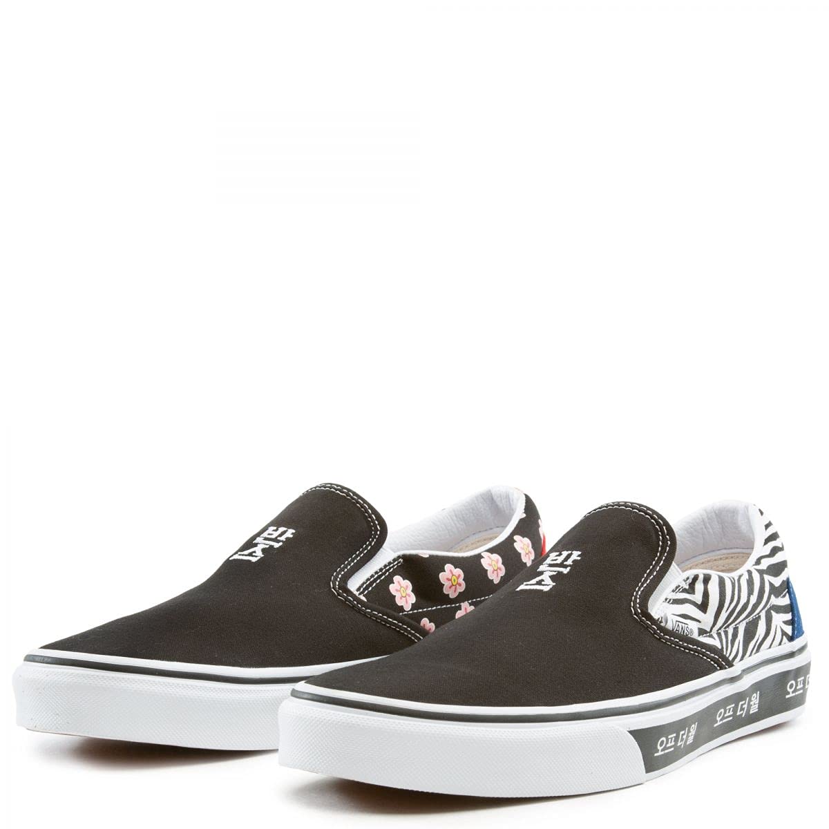 Vans Unisex Classic Slip-On, (TipografÃa coreana) Racing Red/True Blue, 12.5 Women/11 Men