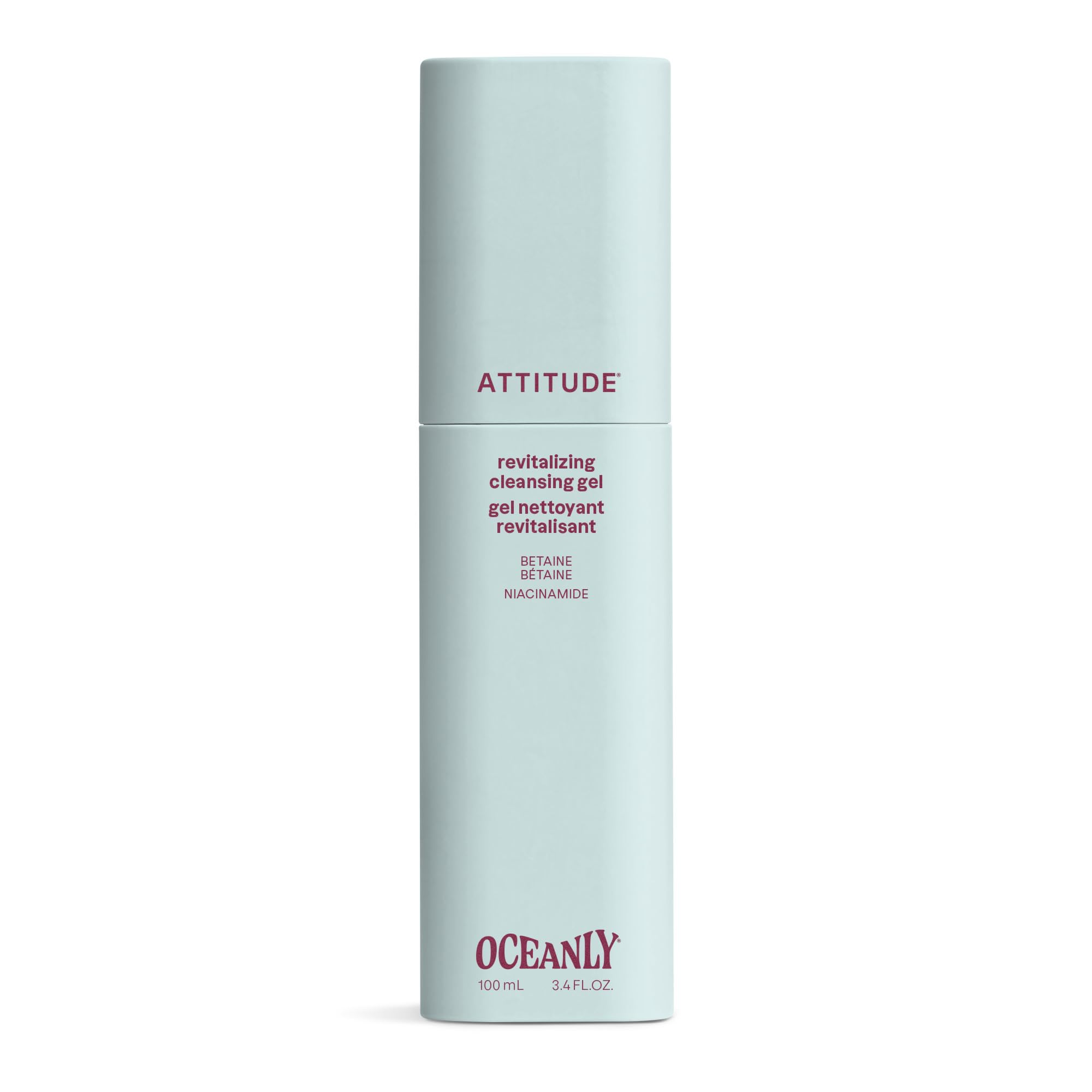 ATTITUDE Revitalizing Cleansing Gel, Gentle Face Wash with Betaine & Niacinamide for Radiant, Healthy-Looking Skin, EWG Verified, Vegan, Unscented,