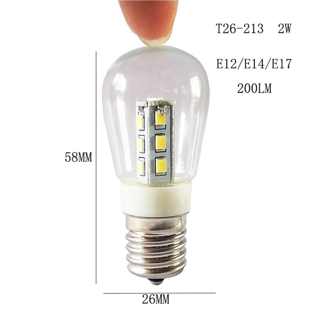 fengyan Casa bombillas, Paquete de 20 bombillas LED de cristal CA 220 V T26 2 W E14/E17, lámpara de araña, fuente de luz decorativa for el hogar Familiar Lámpara(Warm White 3000K,AC220V E17)