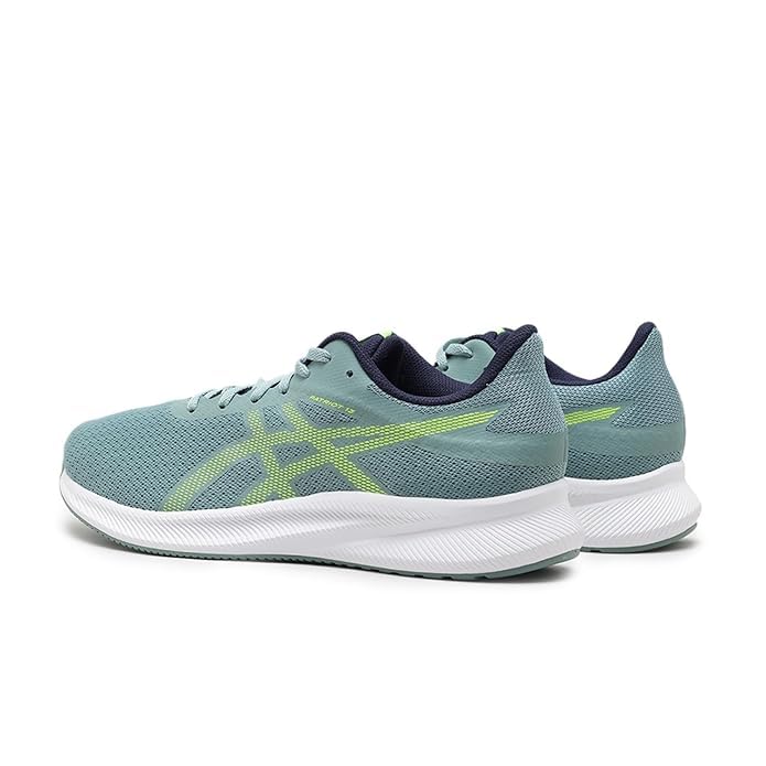 ASICS PATRIOT 13 Running Shoes for Men | Lightweight Jogging & Training Shoes | Celadon/Safety Yellow | Breathable Mesh Upper | EVA Midsole for Cushioning (CELADON /SAFETY YELLOW, UK Footwear Size System, Adult, Men, Numeric, Medium, 7) 3