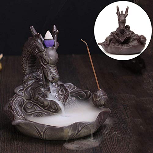 LSXSZZ8 Dragon - Quemador de Incienso de cerámica con diseño de dragón