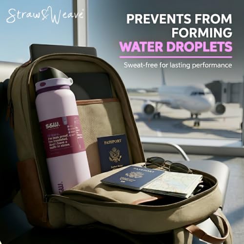 Image of STRAW&WEAVE PureFlow Water Bottle 710 ml Stainless Steel Sports Bottle with Sipper Cap | For Home, Office, Gym, Travelling | Lightweight | BPA Free (Lilac Frost)