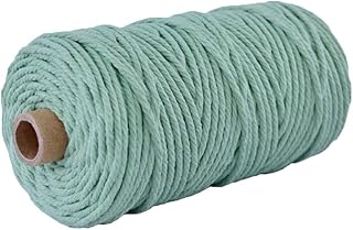 3mm Macrame Cord Natural Cotton Light Green Twisted Rope Braided Cotton Rope Decorative Twisted Cord Thick Hemp Cord Wrapping String Rope 100 Meters
