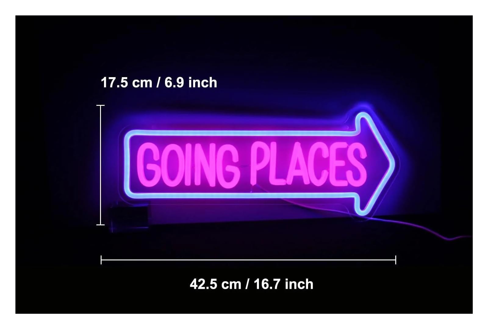 Luces Art Decoration Christmas Letrero De Neón"Going Places"alimentado Por USB, Con Interruptor Regulable, Ideal Para Espacios Con Temática De Viajes, Oficinas, Estudios O Dormitorios 17.5x42.5cm