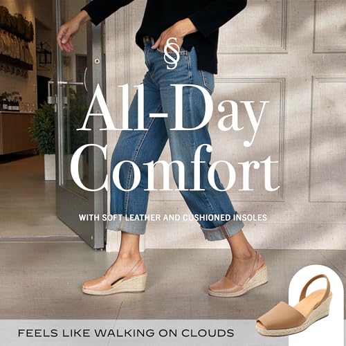 Espadrilles Wedges for Women, Dressy Soft Leather Peep Toe Womens Espadrille Sandals, Comfortable Casual Summer Slip On2