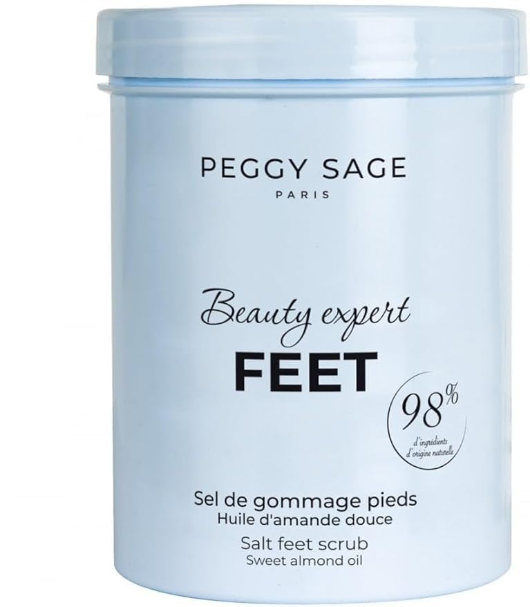 Peggy Sage Beauty Expert, Scrub Piedi al Sale con Olio di Mandorle Dolci, 400g, 98% Ingredienti Naturali