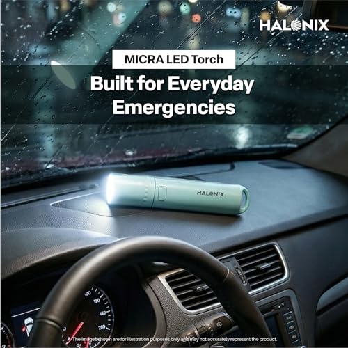 Image of Halonix 1W Micra Rechargeable Torch with Focus Adjuster | Li-ion Battery | Compact LED Flashlight | Adjustable Beam | Pocket Torch for Women | Ideal for Travel & Home | Pink /Green
