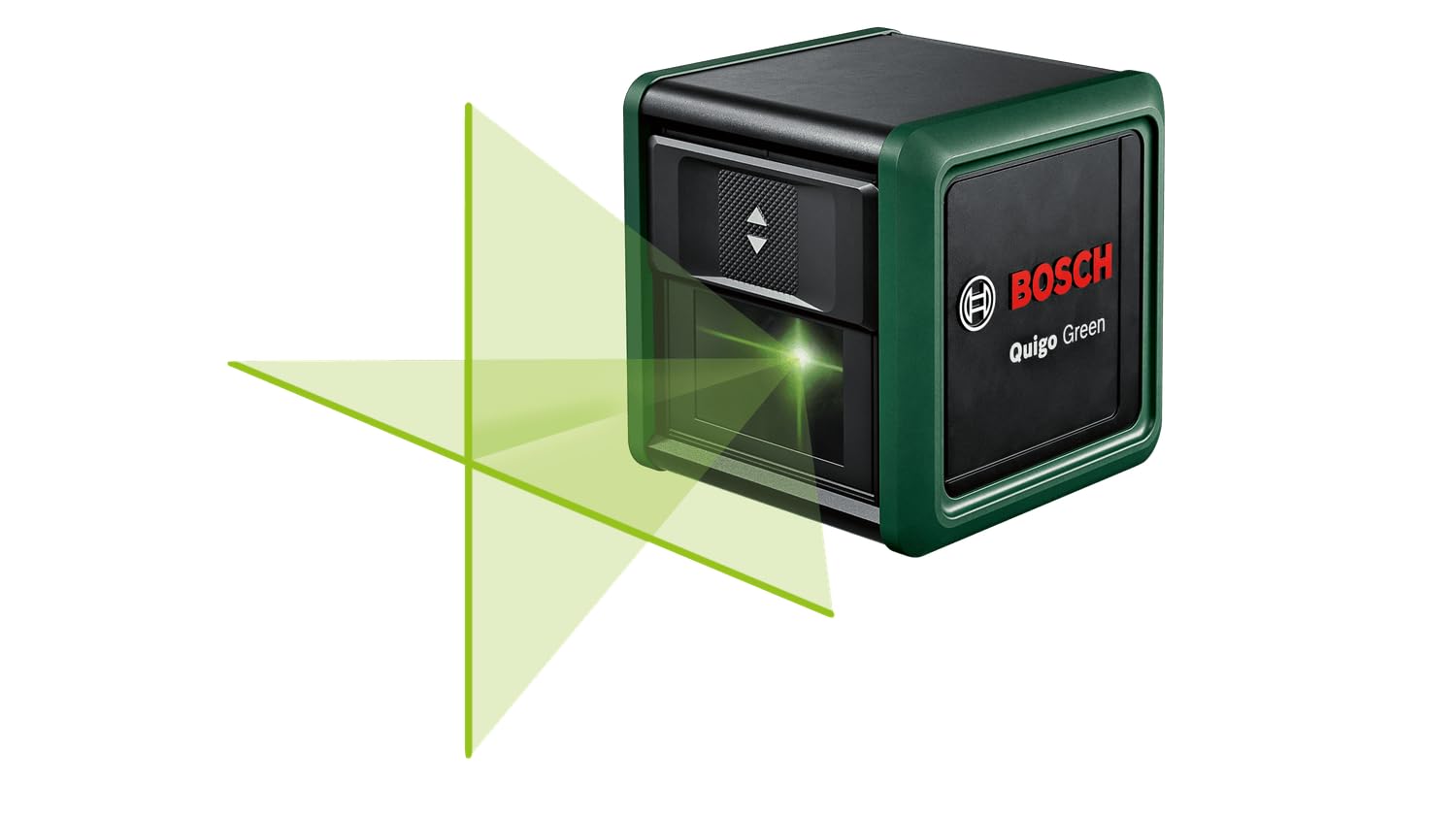Bosch Home and Garden Bosch Kreuzlinienlaser Quigo Green mit Universalklemme MM 2 (grüner Laser für bessere Sichtbarkeit, Gehäuse aus recyceltem Kunststoff, im E-Commerce Karton)