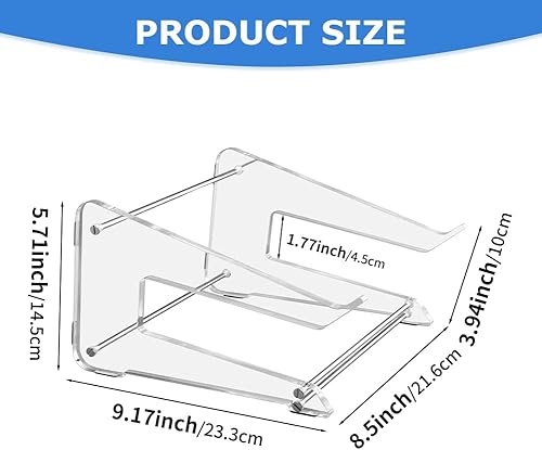 Miniatura 3 de Bibabala Soporte para laptop, soporte acrílico para computadora de escritorio, elevador ergonómico para computadora, soporte grueso transparente