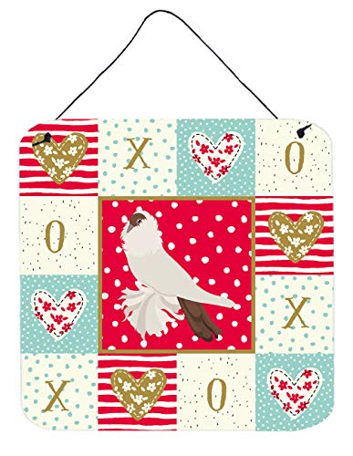 Caroline's Treasures CK5371DS66 German Helmet Pigeon Love Wall or Door Hanging Prints, Red Aluminum Metal Sign Kitchen Wall Bar Bathroom Plaque Home Decor, 6x6, Multicolor