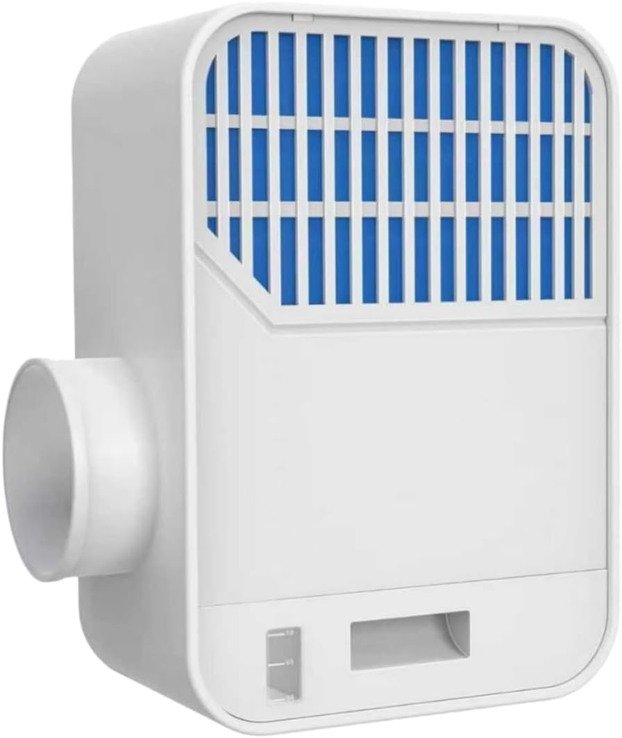 3-in-1 Indoor Dryer Vent Kit for Electric Clothes Dryers, White with 6 Blue Polyester Filters, 10ft Hose, Water Drawer System