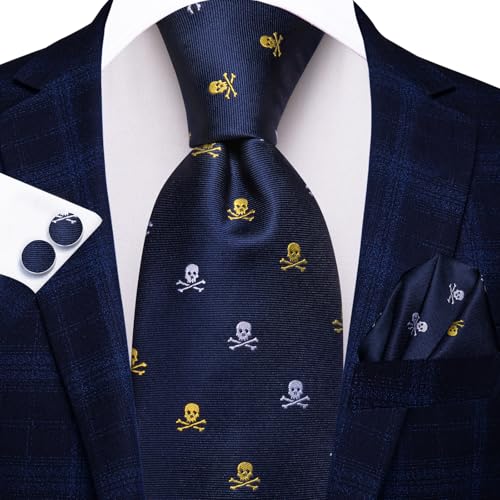 Image of Hi-Tie Men's Tie Sets Silk Paisley Striped Necktie Pocket Square Cuff-links Sets Wedding Business Holiday