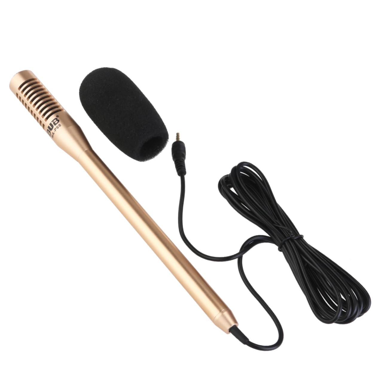 STOBOK 3m Phone Interview Microphone for Cell Phone and Laptop Gold Mic Cable for Vlogging Gaming and Streaming