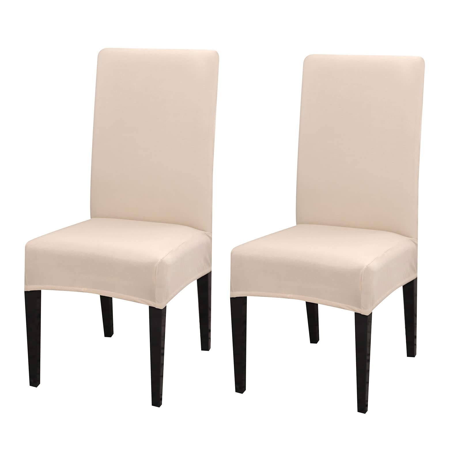 ROYAL MATRIX Dining Room Chair Covers Stretch Chair Set of 2 Slipcovers Washable Removable Kitchen Parsons Seat Protector for Hotel, Wedding (Beige, 2pack)