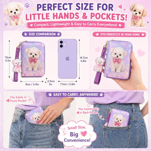 Image of AACKS Little Girls Coin Purse Kids Small Wallet for Teens Women Mini Coin Pouches with Strap Cute Cartoon Card Holder Cat Kitty Panda Unicorn