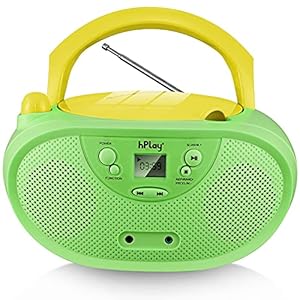 hPlay Gummy GC04 Portable CD Player Boombox with AM FM Stereo Radio Kids CD Player LCD Display, Front Aux-in Port…