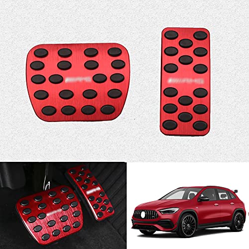 Kakash Custom Interior Accessories for 2019-2022 Mercedes-Benz A220 GLA GLB CLA250 aluminium alloy Gas Accelerator Pedal Covers,Anti-Slip No Drilling Brake Foot Pedal Pads 2 pieces/set(red)
