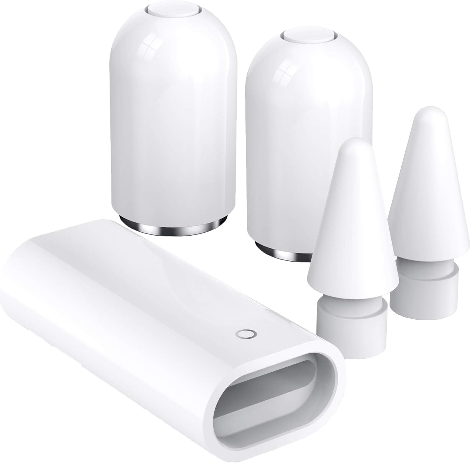 Accessories Set for Apple Pencil, 1Pcs Charging Adapter Compatible with Apple Pencil 1st Gen, 2Pcs Magnetic Replacement Cap Compatible with Apple Pencil 1st Gen, 2Pcs Tips for Apple Pencil 1st/2nd Gen