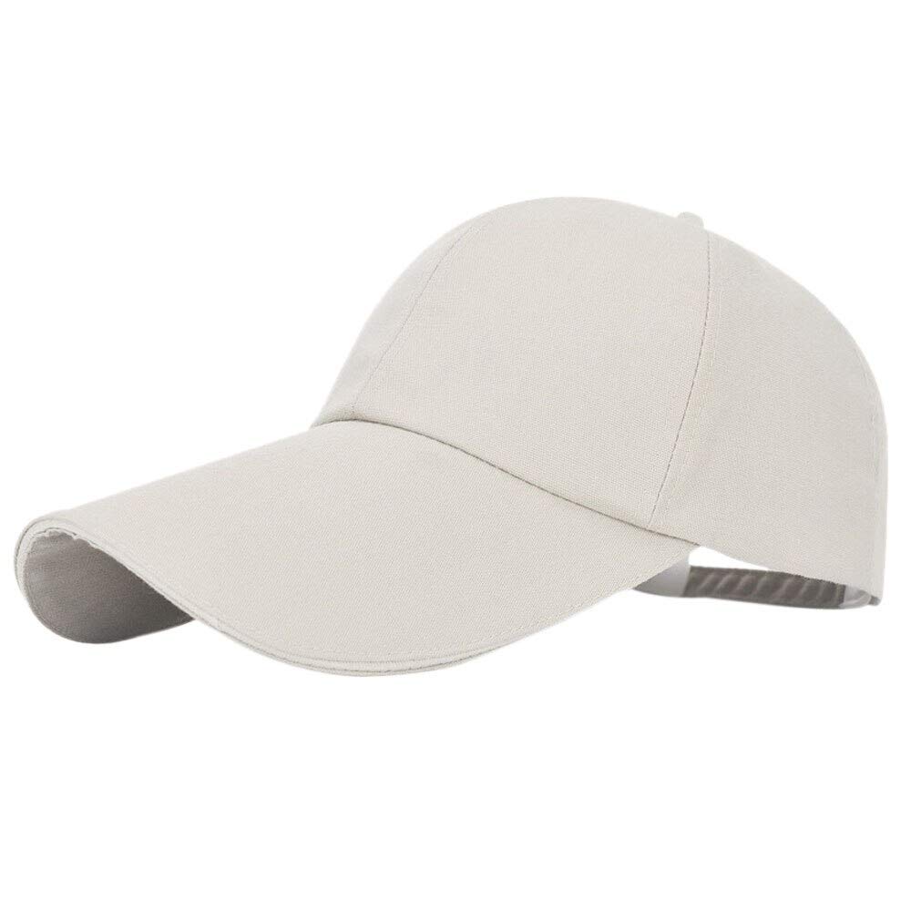 Kangqifen Unisex Baseball Cap Plain Blank Long Brim Trucker Hats Canvas Dad Hat Sun Visor Adjustable Beige