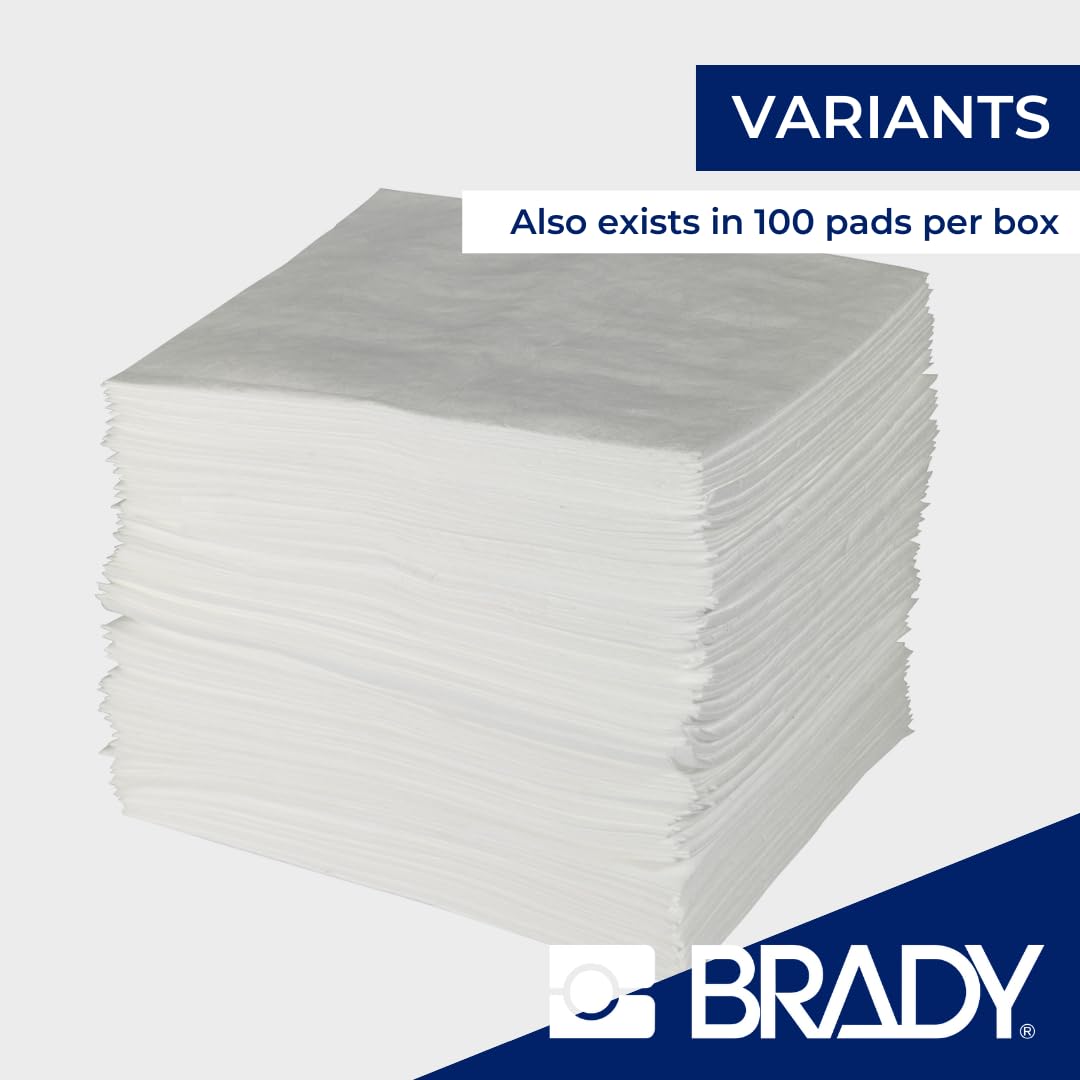 SPC® by Brady Almohadillas Absorbentes de Aceite – Pack de 200, Ligeras, 1 Capa, con Tecnología MAXX para Alta Absorción y Bajos Costos de Eliminación, 40 cm x 50 cm
