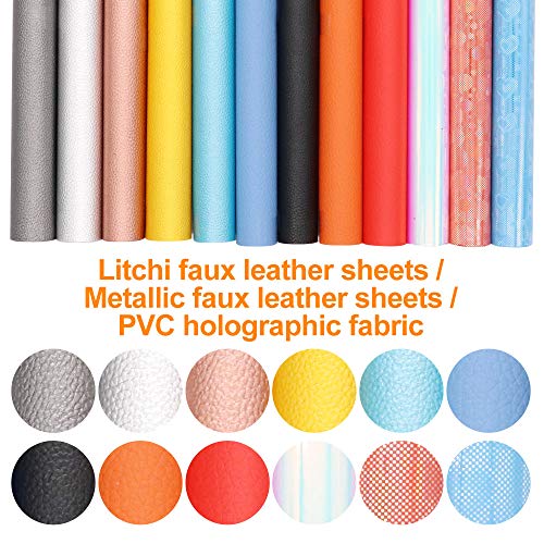 Leather Earring Making Kit, 24 Pieces 7 Styles Faux Leather Sheets with Complete DIY Supplies for Making Earrings/Hair Bows/Leather Crafts - Thumbnail 3